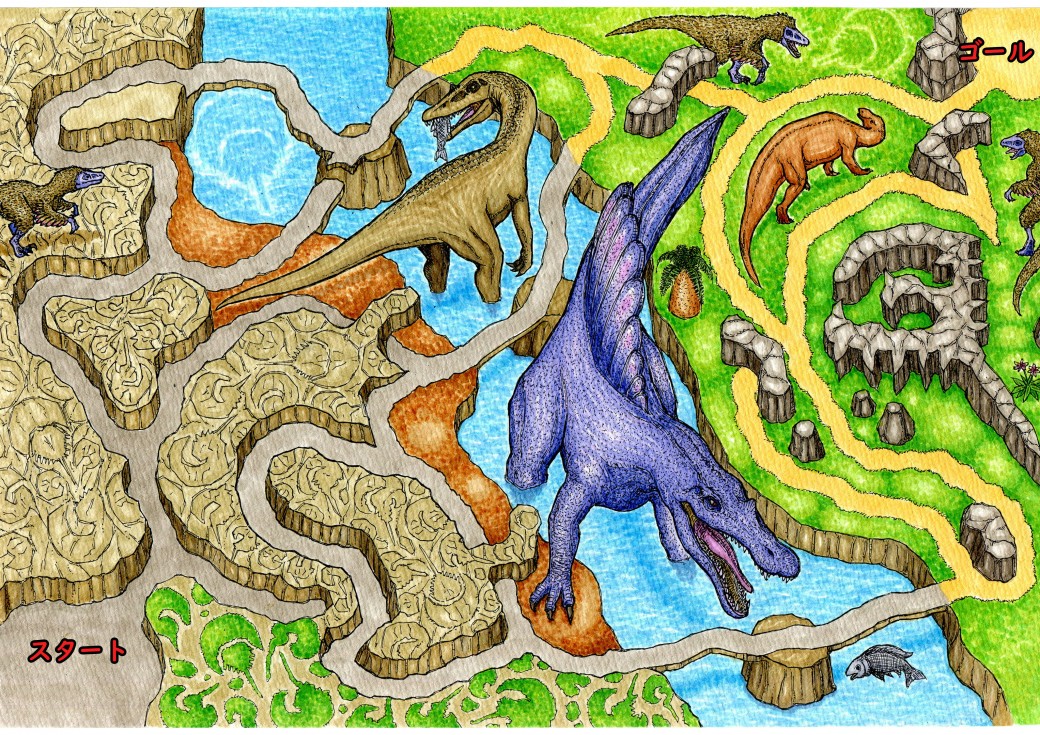 恐竜世界の迷路・隠し絵