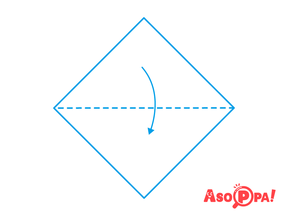 三角に半分に谷折りする。
