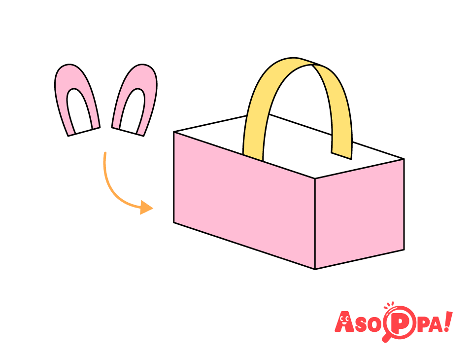 色画用紙でウサギの耳を作って貼る。