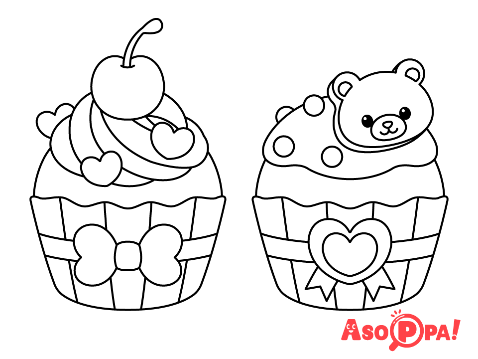 ぬりえ 季節 バレンタインにもかわいいカップケーキ 無料ダウンロードokな塗り絵です Asoppa レシピ あそっぱ