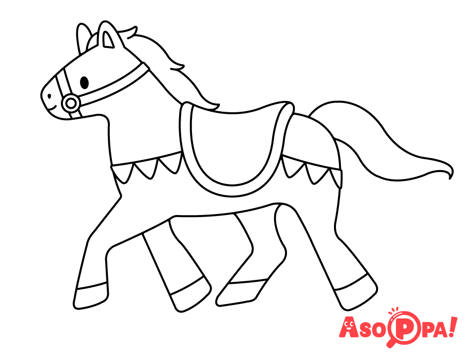 【ぬりえ（動物・季節）】正月にぴったりな干支午（うま）　無料ダウンロードOKな塗り絵です